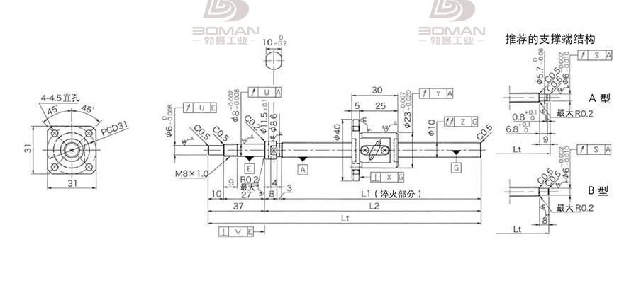 KURODA GP1002DS-EAFR-0320B-C3S 黑田丝杆替换尺寸图片视频
