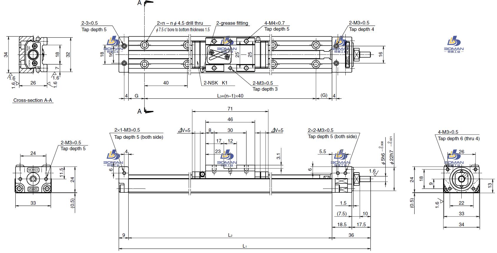 MCM03010H12K00-MCM导轨引动器